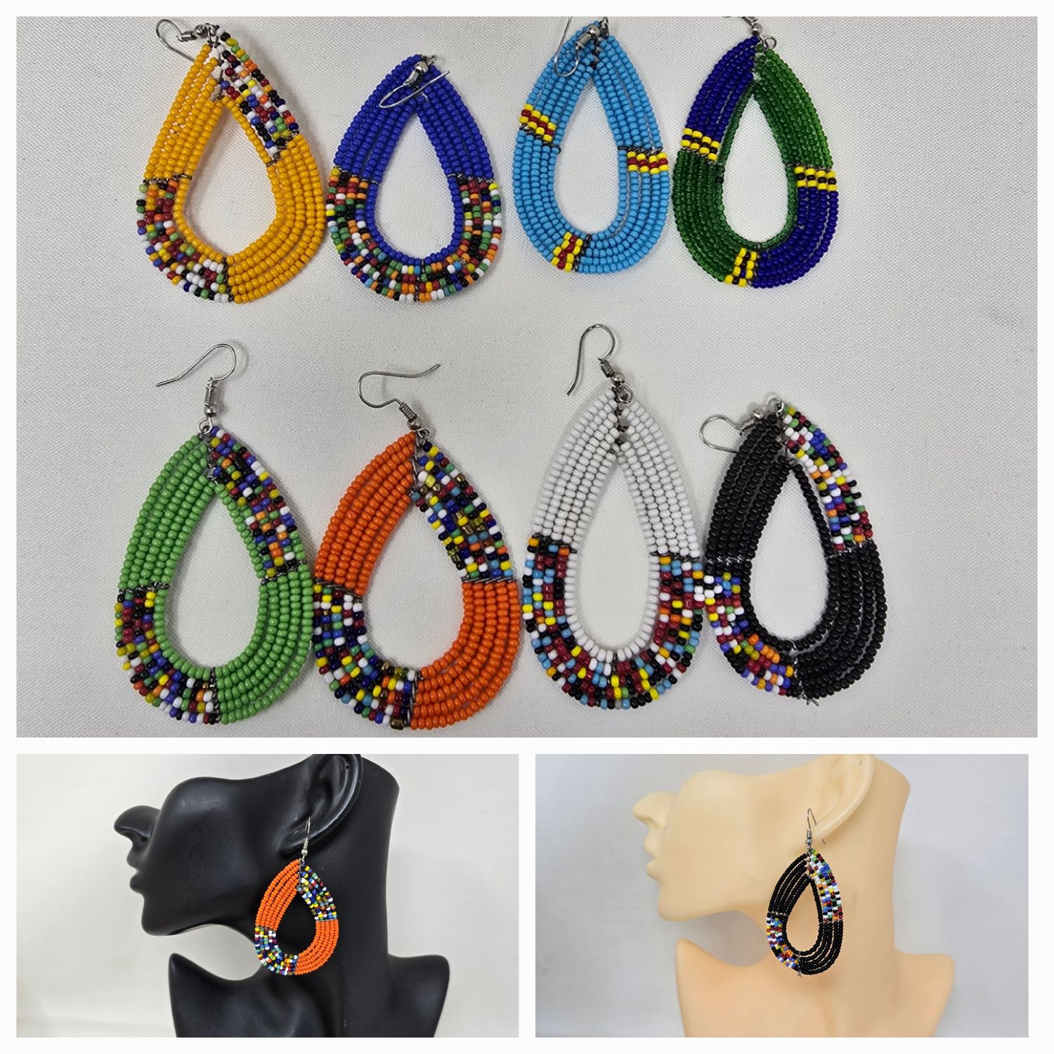 Hand Beaded Earrings -  5cm - Kazima