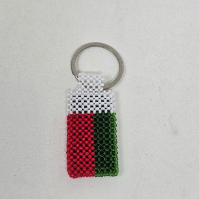 Hand Beaded Keyring - Madagascar flag colours