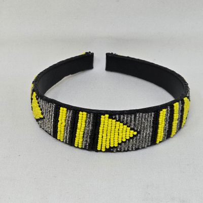 Beaded and Leather Headband - Pena