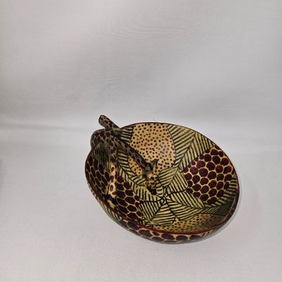 African Animal Drinking - Fruit Bowl - 7&quot; length Hand Carved - Angavu