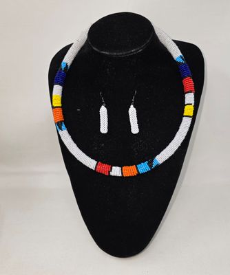 Unique Handbeaded Necklace with Matching Earrings - Hiari
