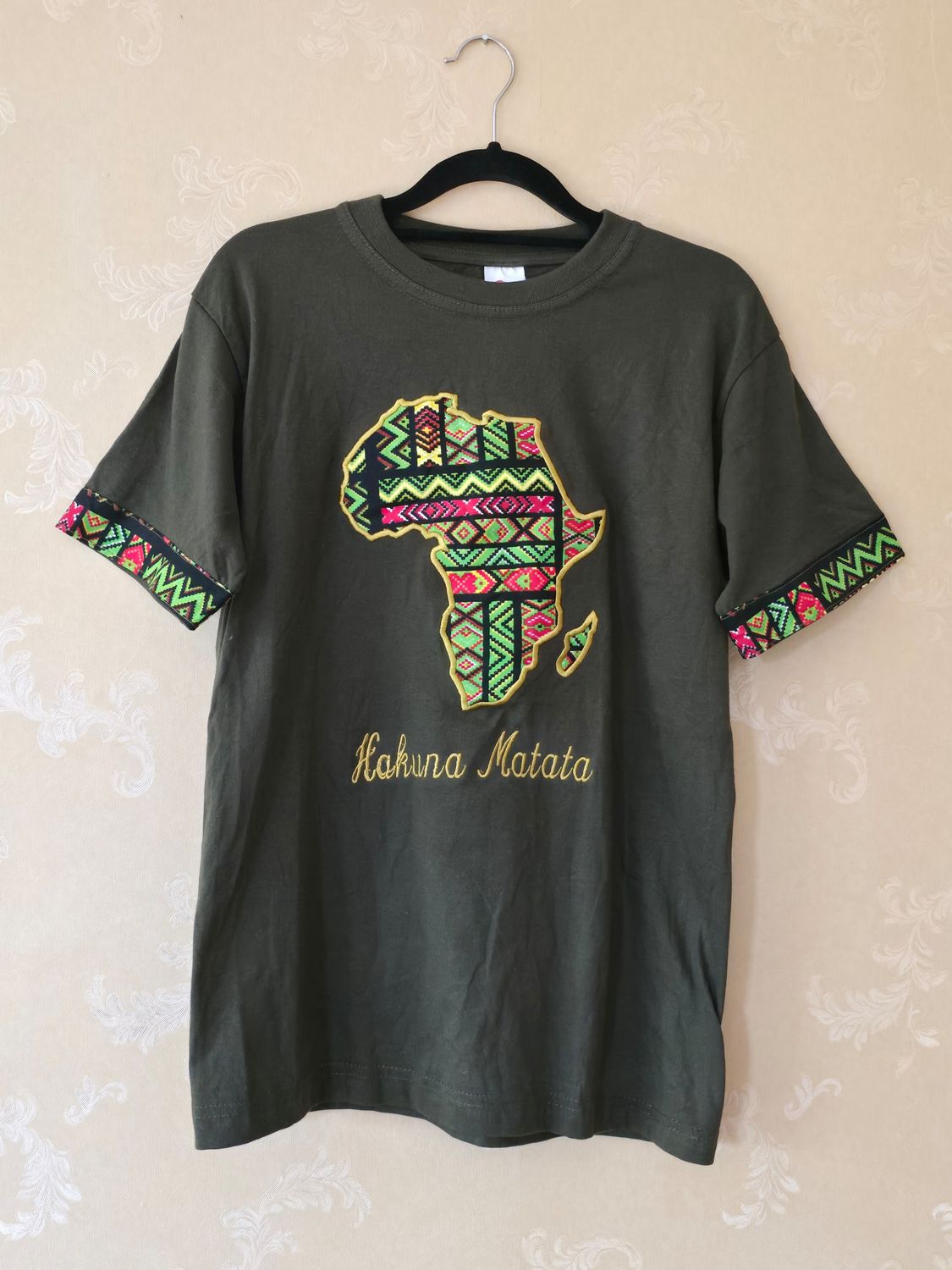 African Print T-Shirt - Green - Medium size - Mbwiga