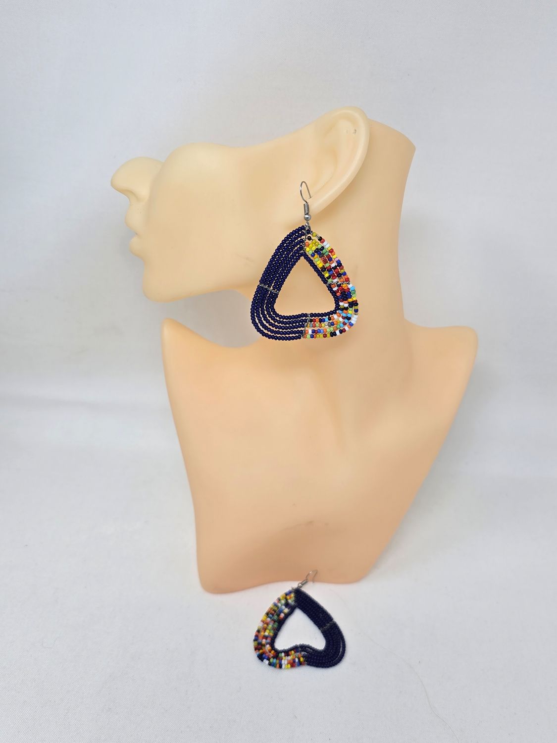 Handmade Elegant heart Earrings - Blue Mix - Length 5cm - Hasifa