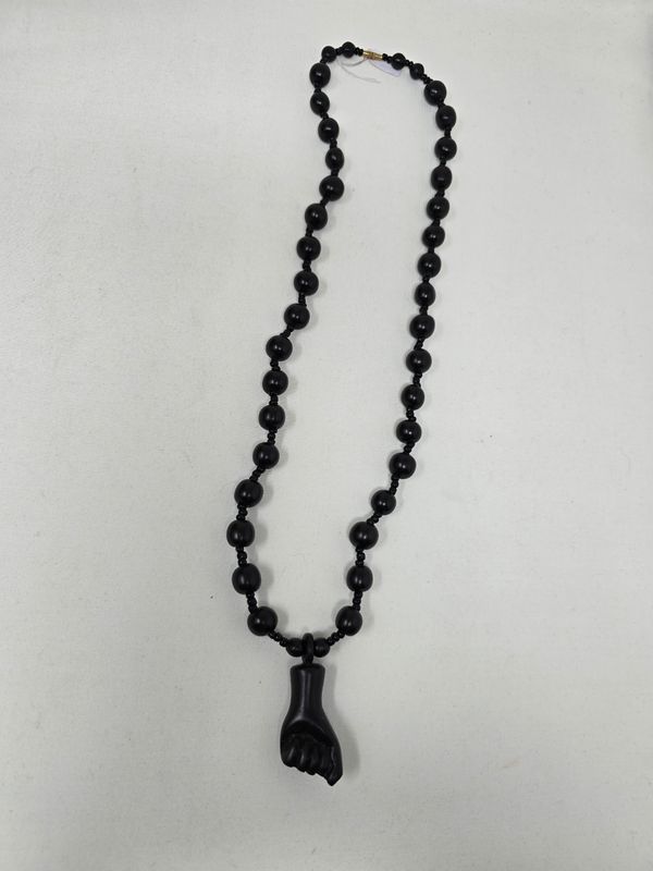 Ebony Wood Fist Pendant Necklace