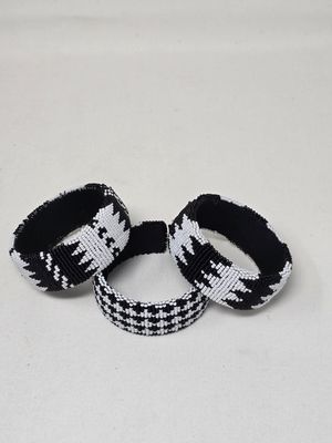 Njombe - Handmade Beaded Bangles - Black and white