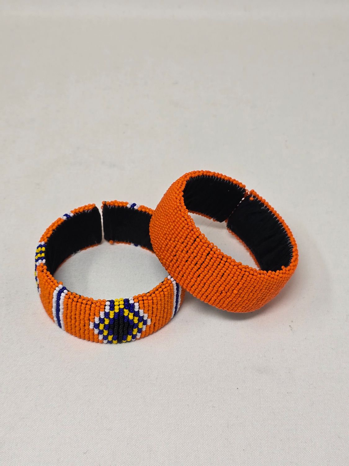 Mdee - Handmade Zulu Beaded Bangles - Orange and Mix Orange