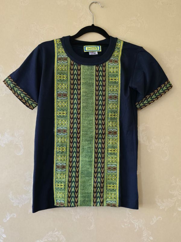 African Print T-Shirt - Darkblue - Size XS