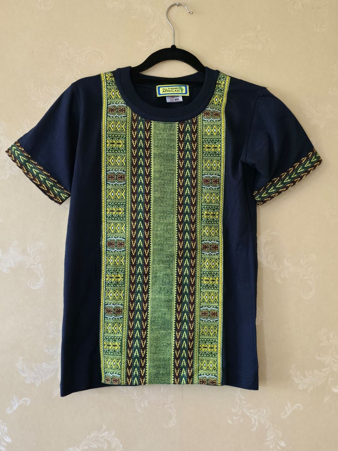 African Print T-Shirt - Darkblue - Size XS