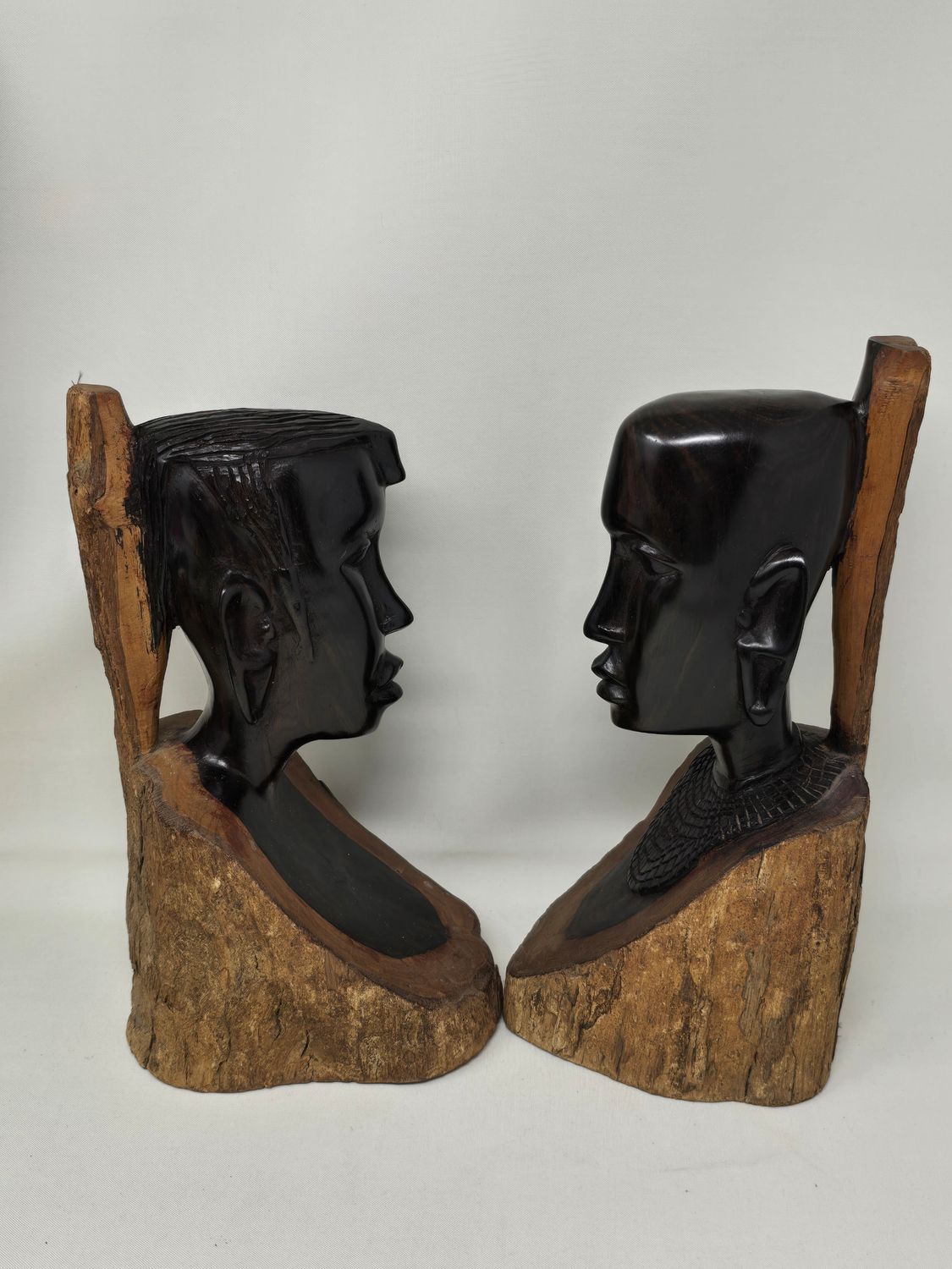 One-of-a-Kind Hand-Carved African Couple Statue – Ebony Wood Masterpiece