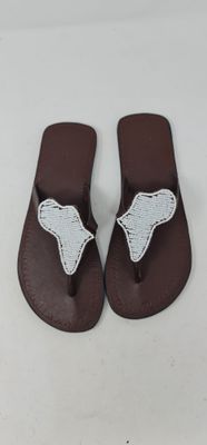 Beaded Leather Sandals - Size 6 (39) - Mariali