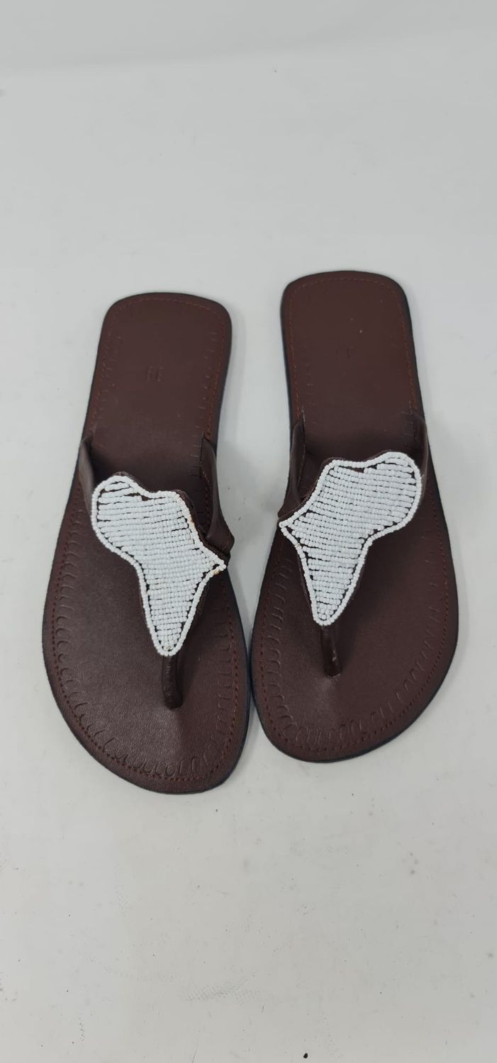Beaded Leather Sandals - Size 6 (39) - Mariali
