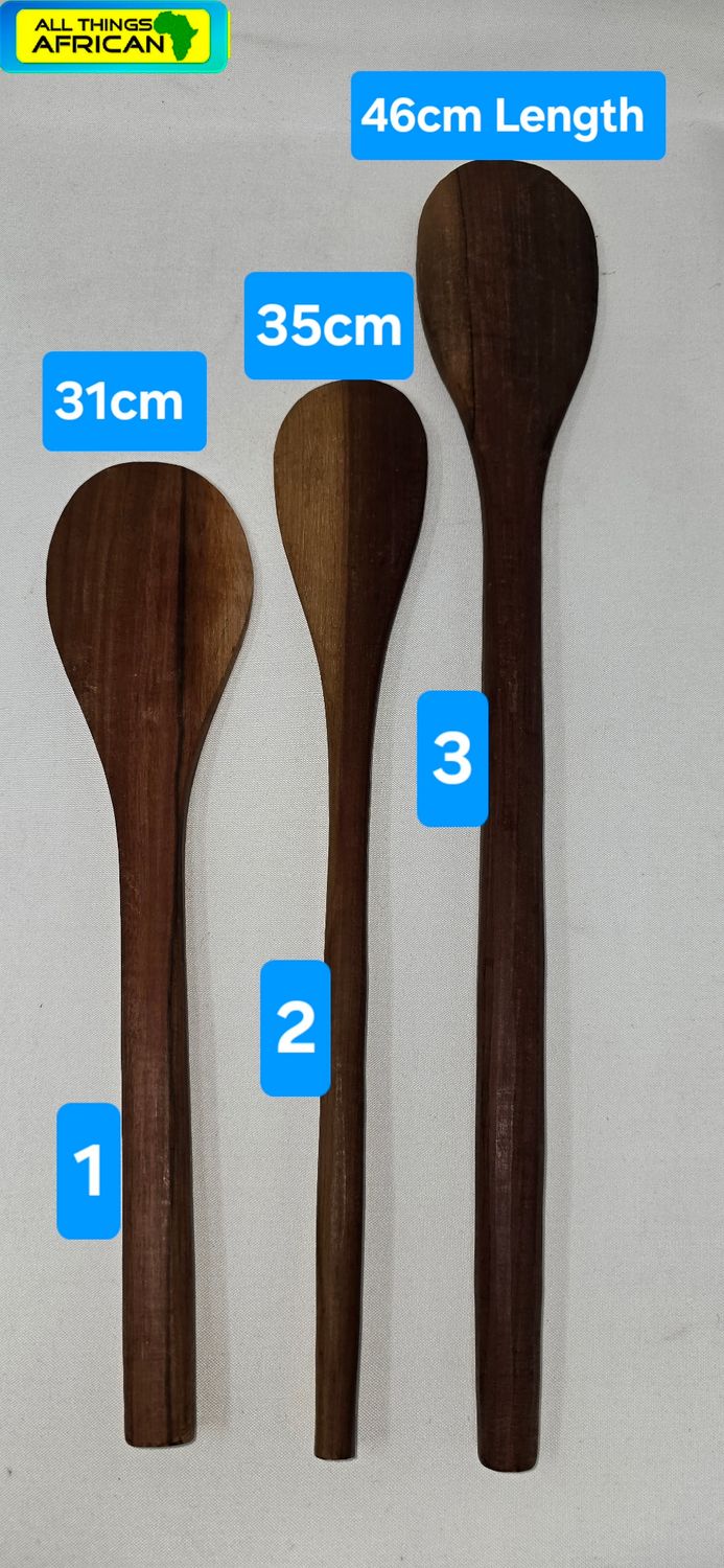 Carved Natural Wood Cooking Spoon - Chalinzo