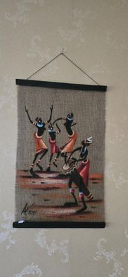 AFRICAN Wall Hanging Artwork - Wachezaji Dancers 35cm x 55cm