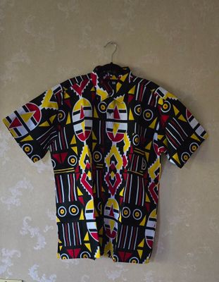 Kahema African Print Shirt – Bold Short-Sleeve Men’s Tribal Wear  (L–2XL) | Free UK Shipping