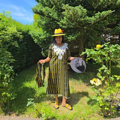 &quot;Sunshine Elegance – One-of-a-Kind African Maxi by Pat Design (UK 12–14)&quot;
