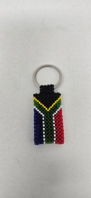 Hand Beaded Keyring - South African Flag