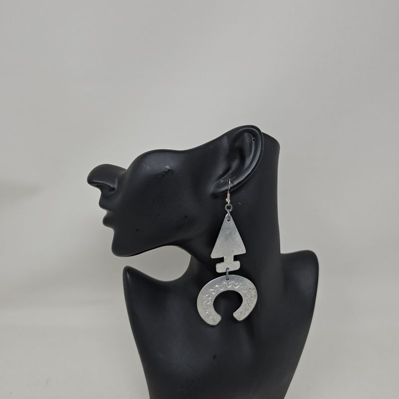 &quot;Warrior Spirit&quot; Handmade Tin Earrings – Tribal Elegance in Silver! - Fayi