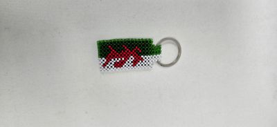 Hand-Beaded Wales Flag Keyring – Made in Tanzania | Cultural Craft with a Purpose