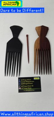 Hand carved Ebony wood Afro Wooden Comb