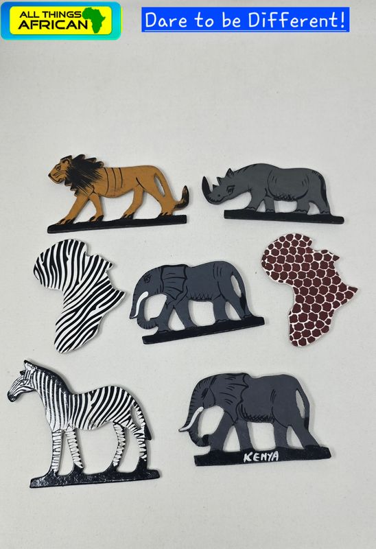 “Handcrafted African Fridge Magnets – Buy 2 Get 1 Free! 🇰🇪🦁🐘🦓