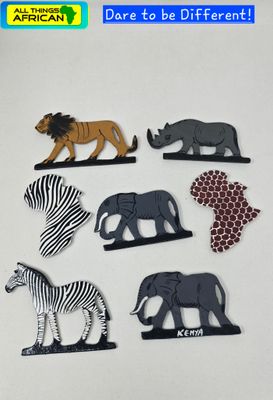 “Handcrafted African Fridge Magnets – Buy 2 Get 1 Free! 🇰🇪🦁🐘🦓