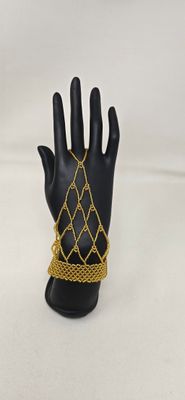 Luxury African Beaded Hand Glove – Gold | Medium size -  Aafya
