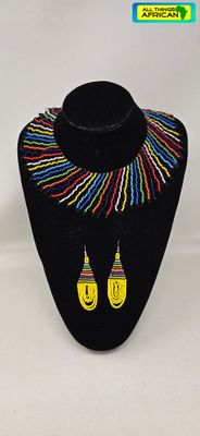 Handbeaded Necklace and Earrings Gift Set - Mix Colours
