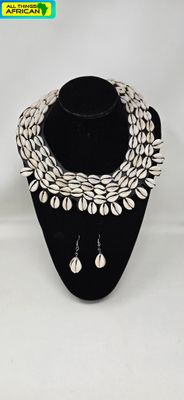 Ethnic African cowrie Necklace Set
