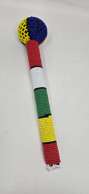 Handcrafted Beaded Induku – Traditional African Decorative Stick | Zulu-Inspired Cultural Art