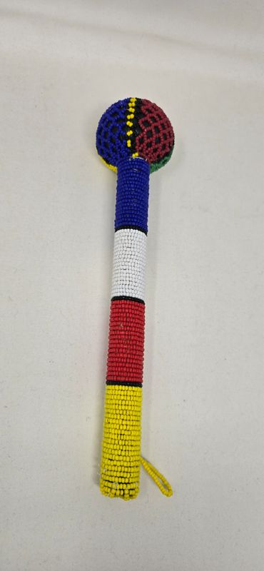 Handcrafted Beaded Induku – Authentic Zulu Cultural Stick &amp; African Home Décor Art