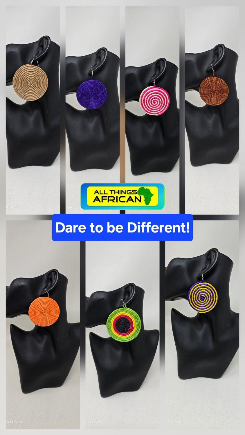 ✨ Handwoven African Spiral Statement Earrings – Bold • Colourful • Handmade- 6cm