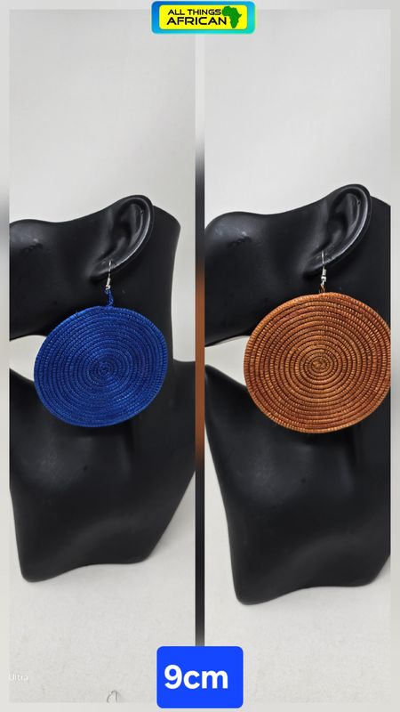Rwandan Hand-  Woven Earrings - Big size 8.5cm