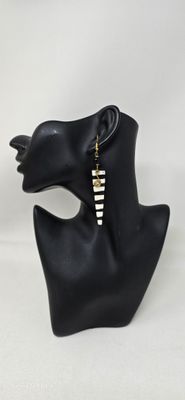 Elegantly Painted Cow Bone Earrings - 10cm - Ringo