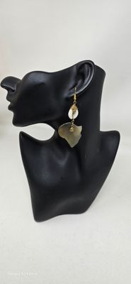 Handmade Cow horn and Cawrie shell Earrings - Angavu