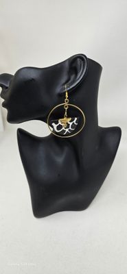 Beautiful Handmade Painted Cow Horn Earrings - 7cm - Maresa