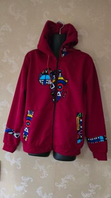 Map of Africa Hoodie Red -Unisex - with Zip - XXL -  Leta