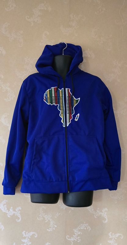 Map of Africa Hoodie - with Zip - Royal blue - Size Fit XL -  Mizi