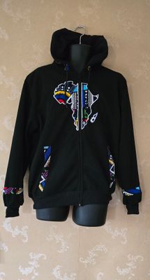 Map of Africa Hoodie - with Zip - black - Size Fit XL -  Japa