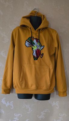 Unisex Gold African Print Hoodie – Luxury Winter Edition  - Nuru