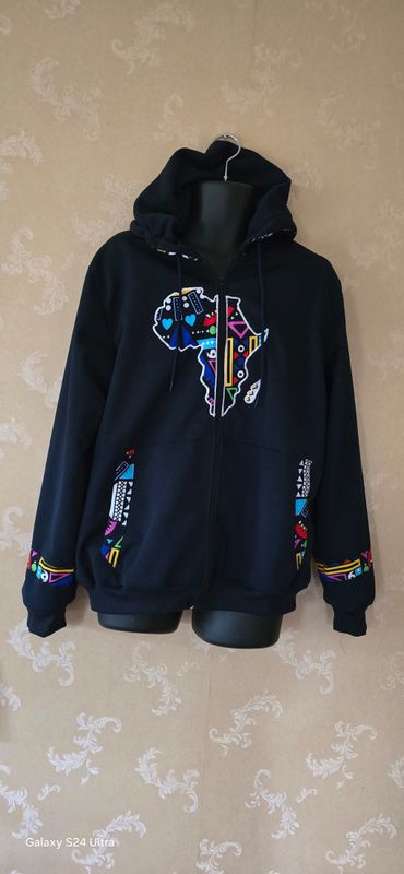 Map of Africa Hoodie Dark Blue -Unisex - with Zip - 2XL -  Yote