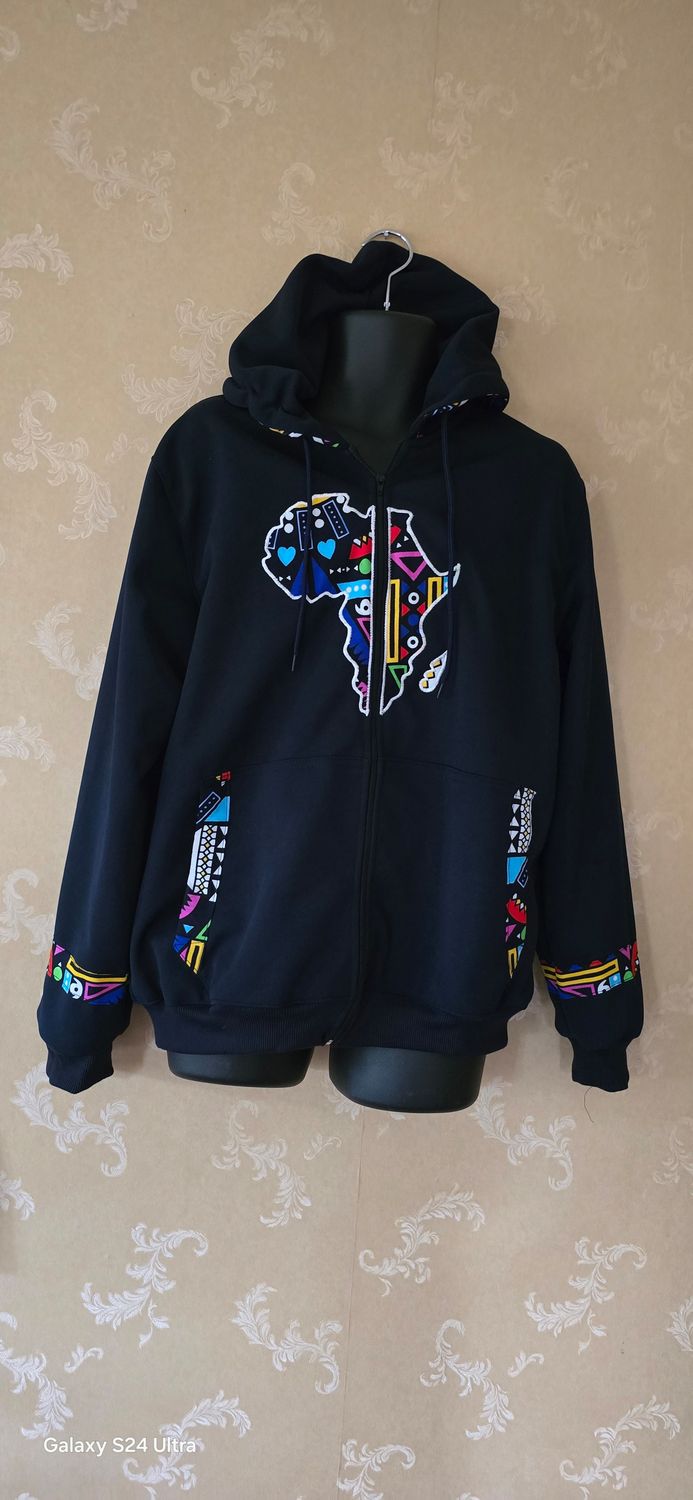 Map of Africa Hoodie Dark Blue -Unisex - with Zip - 2XL -  Yote