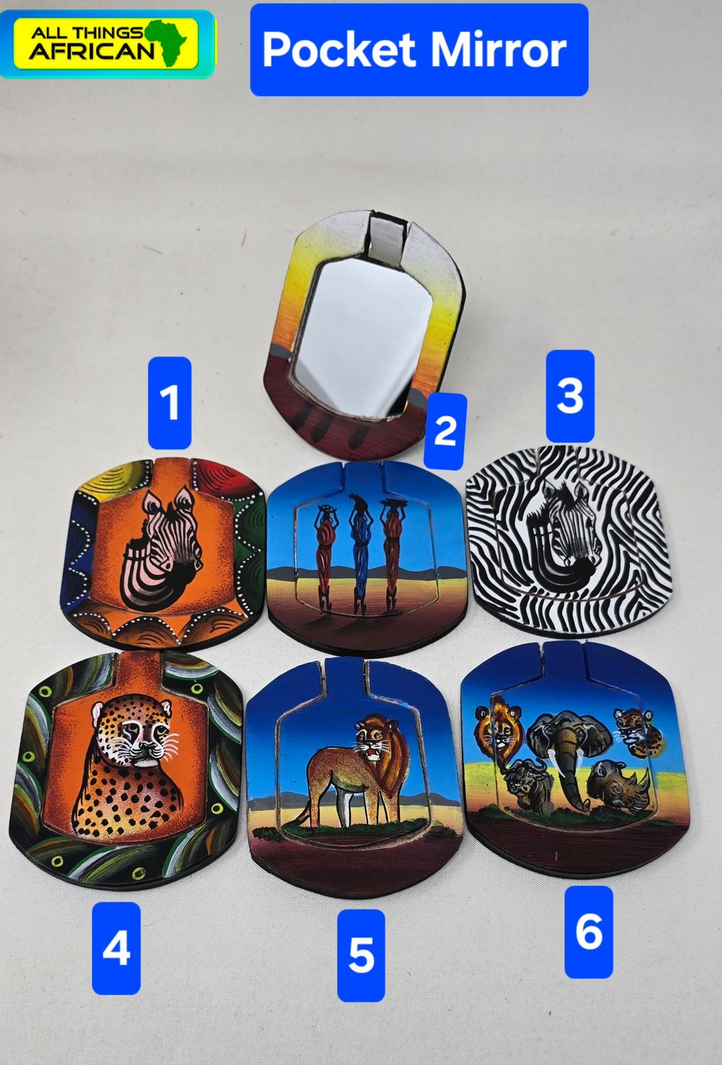 African Hand Painted Pocket Mirror