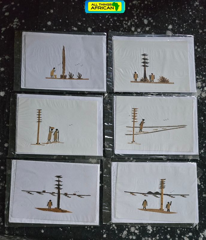 Handcrafted Banana Bark Greeting Cards (Set of 6) – Tanzanian Art for Just £10 + FREE UK Postage! - Option 1