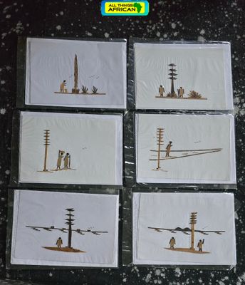 Handcrafted Banana Bark Greeting Cards (Set of 6) – Tanzanian Art for Just £10 + FREE UK Postage! - Option 1