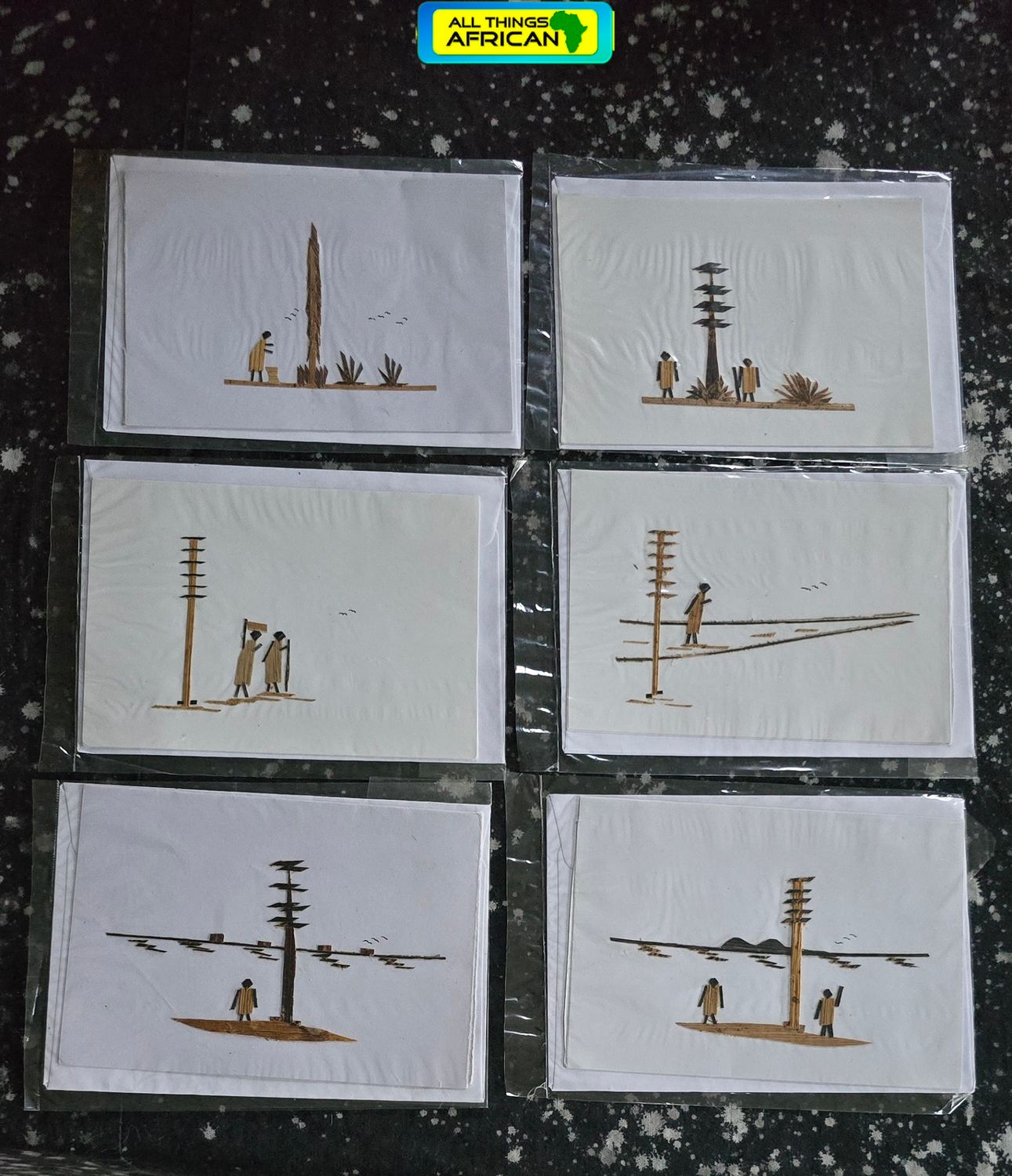 Handcrafted Banana Bark Greeting Cards (Set of 6) – Tanzanian Art for Just £10 + FREE UK Postage! - Option 1