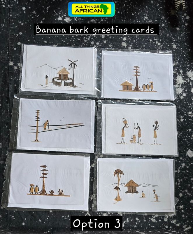 Authentic African Banana Bark Greeting Cards – Handmade in Tanzania | 6 for £10 + Free UK P&amp;P - Option 3