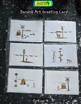 Eco-Friendly Banana Bark Cards – 6 Unique Designs by Tanzanian Artist | Only £10 Delivered! - Option 4