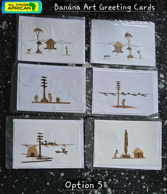 Artisan Banana Bark Cards (Pack of 6) – Cultural Handmade Art from Tanzania | £10 Free Shipping - Option 5