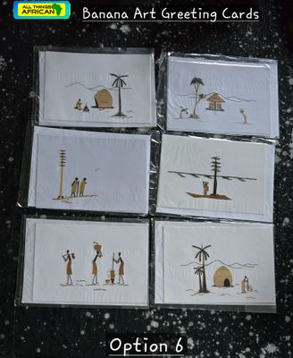 Handcrafted Banana Bark Greetings Cards - Lot of 6 - Option 6
