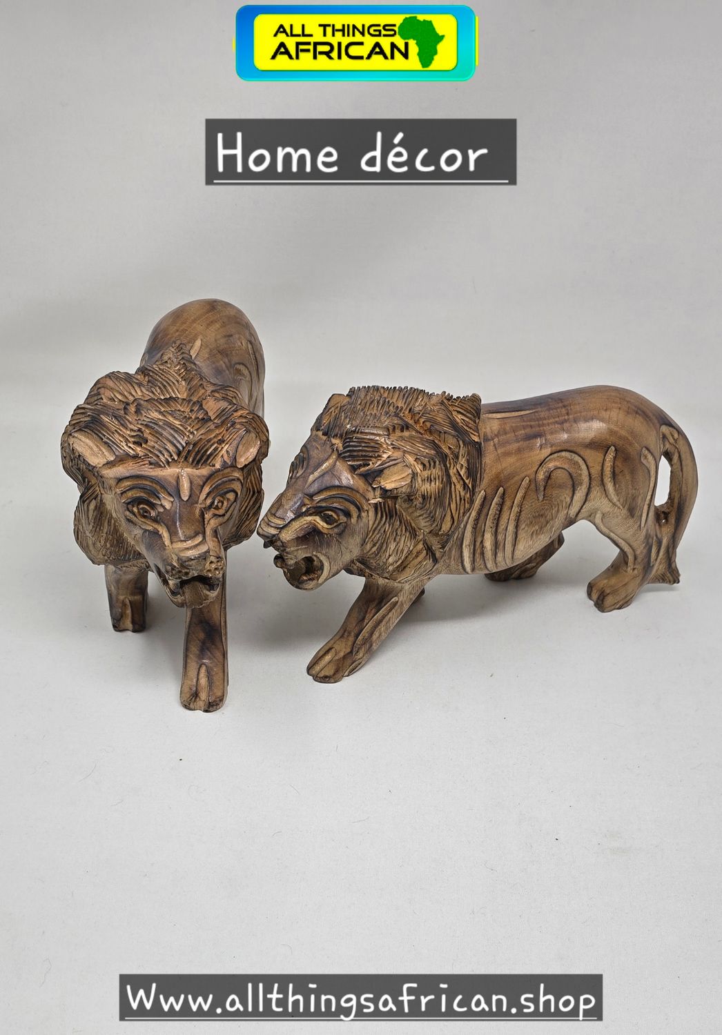 Hand-Carved Lion Statue – Unique African Gift for Lion Lovers